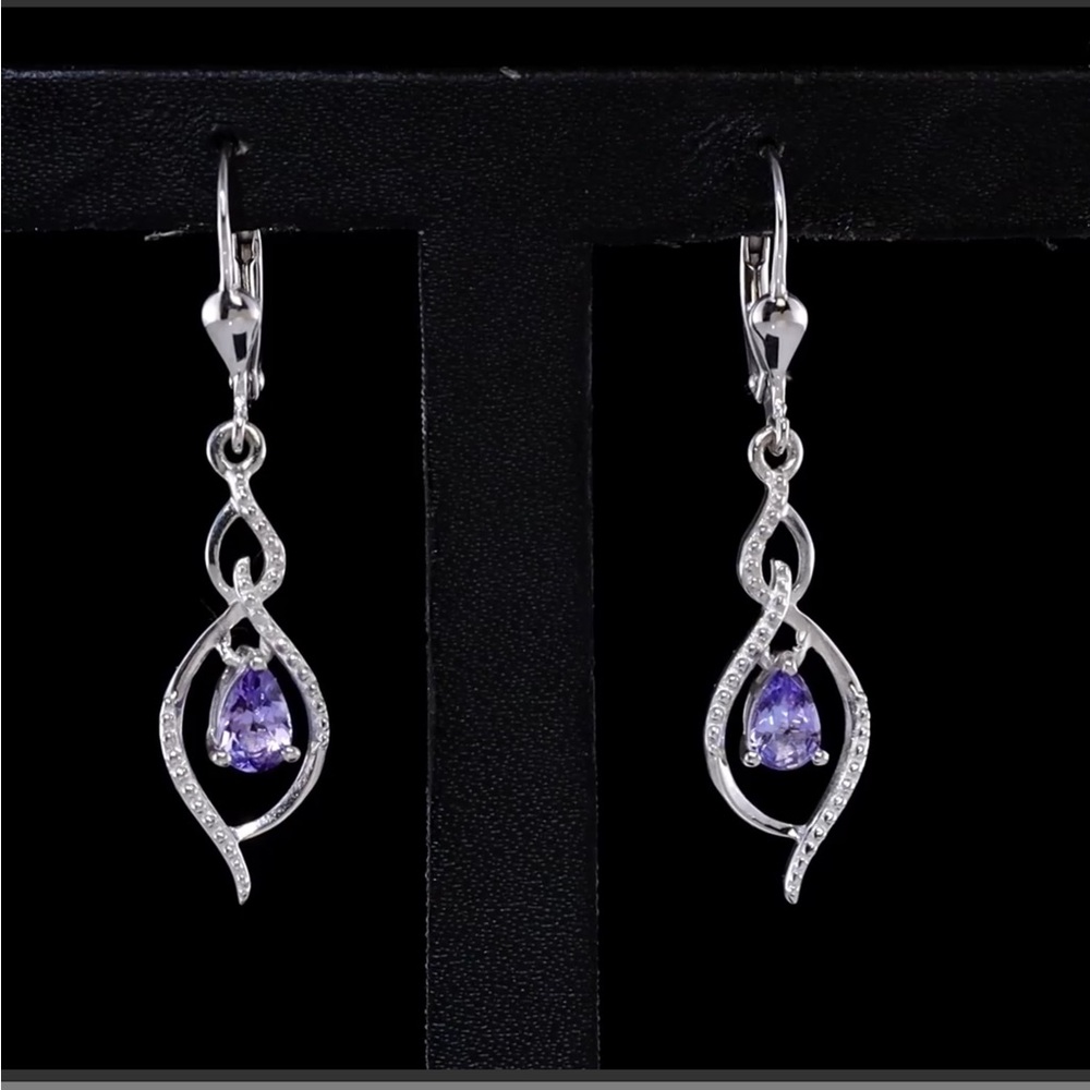 Silver and Tanzanite Teardrop Earrings